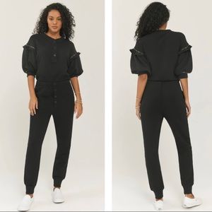 Something Navy black Esmeralda Ruffle Jumpsuit size  XS